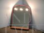 Vintage illuminated mirror in red metal with shelf, 1970s