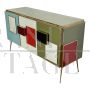 Vintage style multicolored glass sideboard