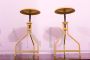 Pair of industrial stools in yellow metal, Italian design from the 70s