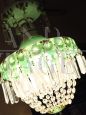 Vintage chandelier in decorated glass and Bohemian crystals, 1950s