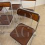 Set of 6 70s folding chairs in metal and smoked plexiglass