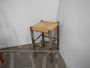 Vintage wooden stool with straw seat, 1960s