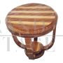 Round Art Deco style coffee table in striped wood