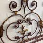 1930s gold and purple wrought iron double bed headboard