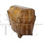 Antique chest of drawers in walnut briar with drop-down desk top, Italy late 19th century