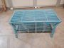 Vintage light blue lacquered bamboo coffee table, 1970s