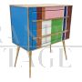 Design chest of drawers in multicolored Murano glass with two drawers 