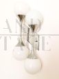Vintage wall light in chromed metal and blown glass, Italy 1970s