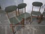 Set of 6 chairs in beech and green imitation leather, 1950