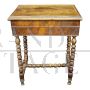 19th century carved sewing table with turned legs