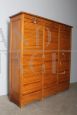 Office bookcase with three roller shutter doors in solid beech, 1950s