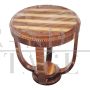 Round Art Deco style coffee table in striped wood          