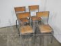 Set of 4 stackable gray Mullca chairs with light wood seat, 1960s