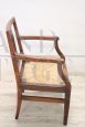 Antique Louis XVI armchair with straw seat, Italy 18th century