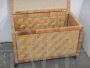 Vintage bamboo rattan trunk with wheels, 1970s