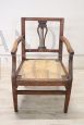 Antique Louis XVI armchair with straw seat, Italy 18th century