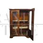 Antique display cabinet in carved walnut wood