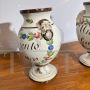 Pair of antique painted apothecary jars from the late 18th century