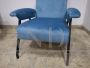 Pair of 1970s reclining armchairs in light blue velvet