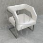Modern design cantilever armchair in white eco-leather, late 1900s