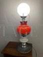 Nason style lamp in white and red Murano glass, 1960s