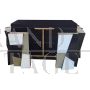 Two-door sideboard in glass and black lacquered wood