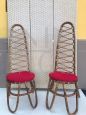 Pair of wicker armchairs with high back        
                            