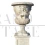 Pair of large antique style white marble garden vases