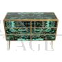 Wooden dresser covered in green malachite effect glass