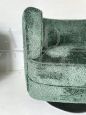 Pair of 90s swivel armchairs in green bouclé