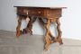 Antique Piedmontese refectory desk or table in solid walnut, 18th century