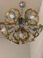 Mazzega chandelier from the 70s with 7 Murano glass flowers lights                  
                            