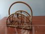 Mid-Century magazine rack in wicker and bamboo   