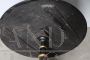 Small antique Tuscan round table, lacquered in black with gold details, early 19th century
