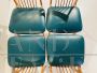 Set of 4 vintage beech and green skai dining chairs, 1960s
