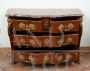 Antique Louis XV Tombeau chest of drawers in fine exotic wood with marble top