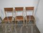 Set of 6 stackable brown Mullca chairs with dark wood seat, 1960s