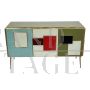 Vintage style multicolored glass sideboard