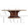 Design table with natural parchment top with rounded edges                          