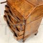 Antique Louis XV chest of drawers with drop-down top in walnut briar, Italy 18th century