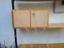 Vintage sky-earth bookcase with desk and stool
