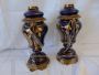 Pair of Victorian Hinks & Son vases ex oil lamps