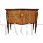 Small antique Louis XVI style chest of drawers in walnut briar with inlays