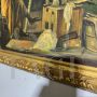 Antique painting depicting a painter's studio, France 1850s
