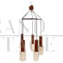 Guzzini design chandelier in rosewood with 5 lights, Italy 1960s