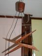 60s design suspension lamp in glass and teak wood