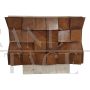 Vintage sideboard in walnut and white Carrara marble in brutalist style
