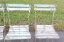 Set of 8 folding chairs in iron and white wood, 1960s