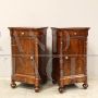 Pair of Louis Philippe walnut nightstands with door and drawer, Italy 19th century