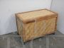 Vintage bamboo rattan trunk with wheels, 1970s